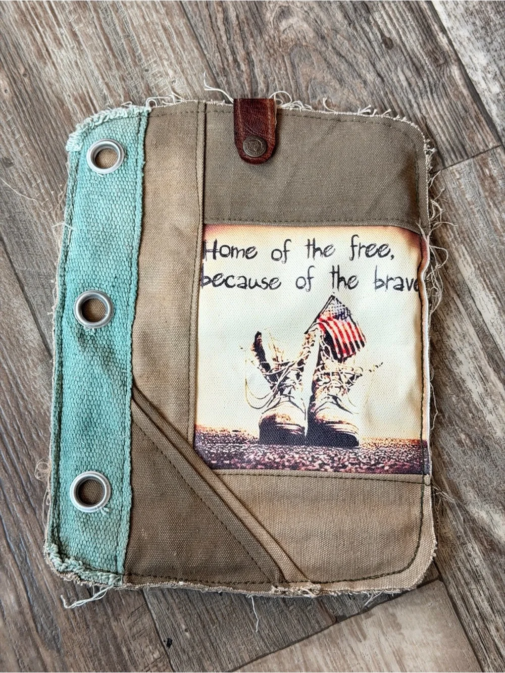 Addiction Canvas Pouch with Brown Leather Accents